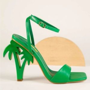 Palm Tree Ankle Strap Heel